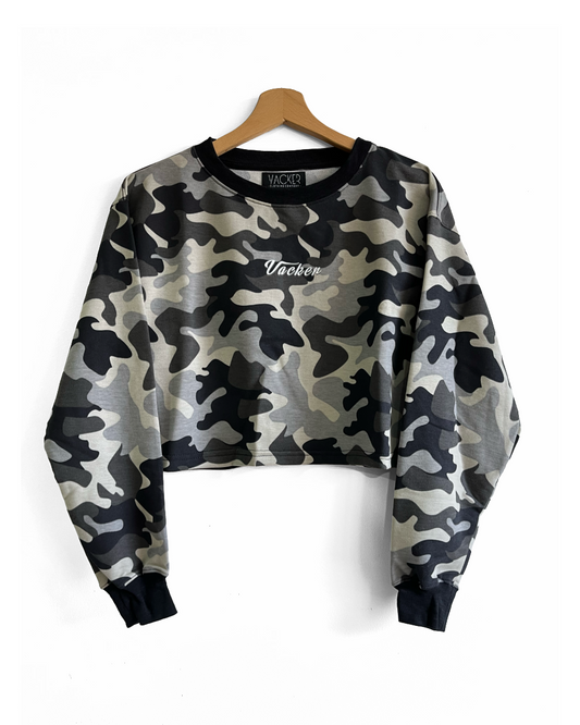Buzo Crop Estampado Militar